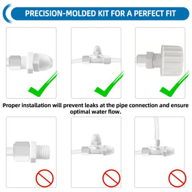 Calvana installation guide illustrating correct spray port placement on the slide