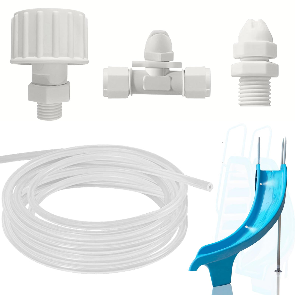 Calvana pool-slide water sprayer kit assembly ready for quick setup and fun splash