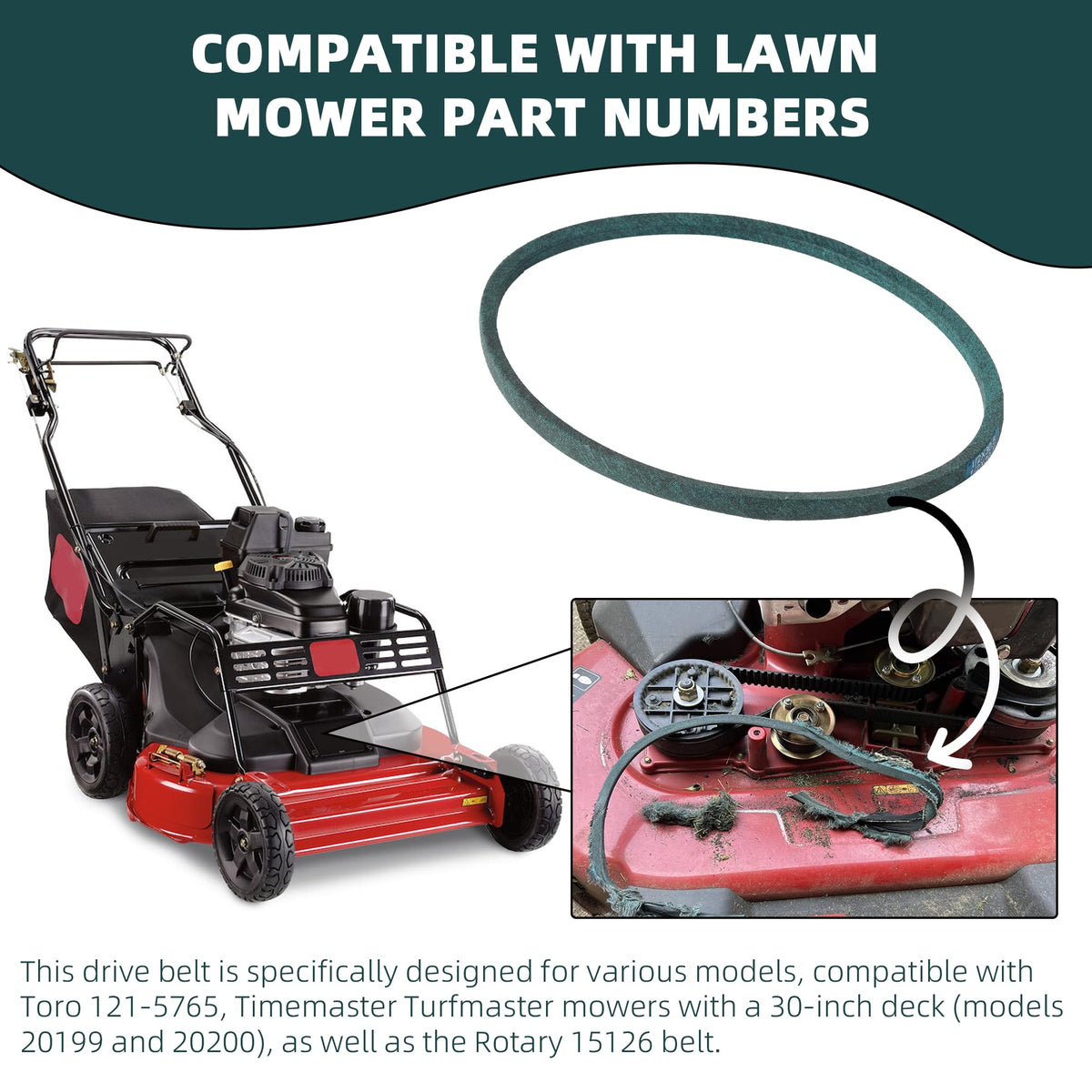 Calvana TimeMaster 30 belt compatibility view for versatile mower fit