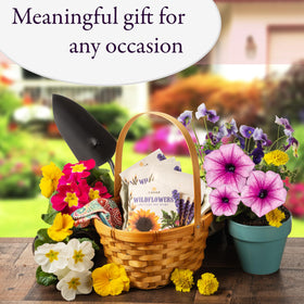 Camas Pollinator garden setup with vibrant wildflowers as centerpiece
