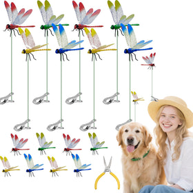 CAMATET dragonfly clip stake in blue adds vibrant outdoor garden decor