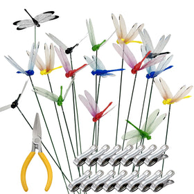 CAMATET dragonfly stake blue clip for easy garden decor and quick setup.