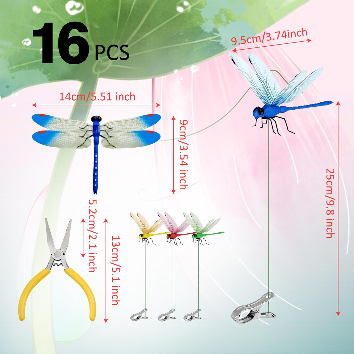 CAMATET dragonfly clip stake wing detail highlights lifelike design