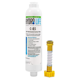 Camco Hydro Life inline filter body for cleaner irrigation water.