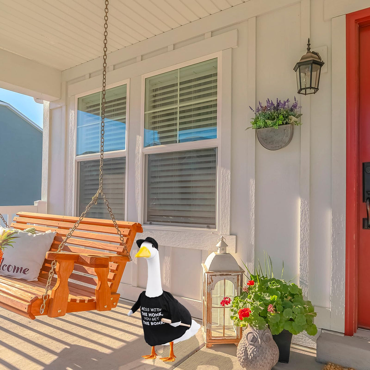 CAMDUCK goose outfit fits 23-inch lawn geese for easy setup