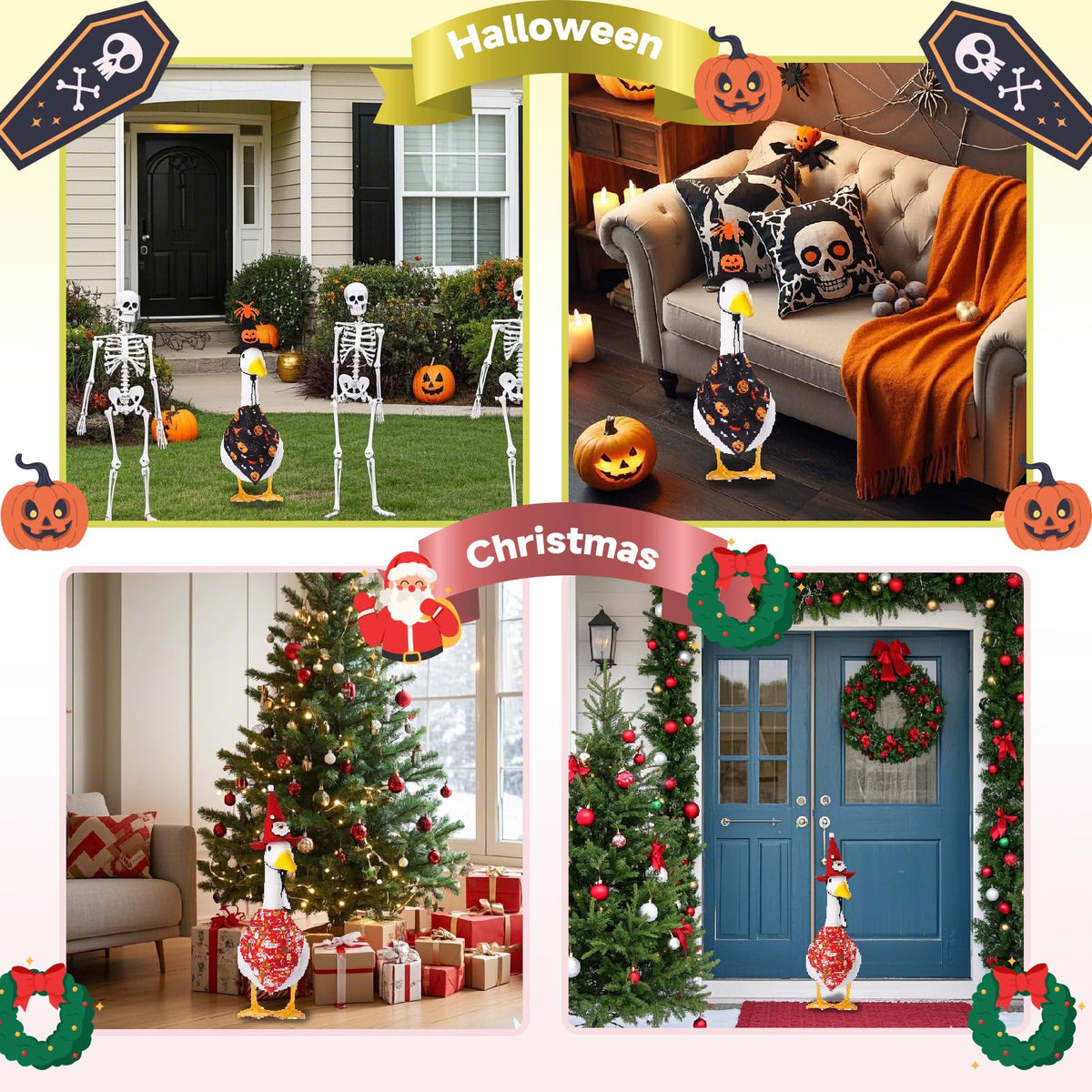 CAMDUCK christmas hat brightens winter porch with festive accents