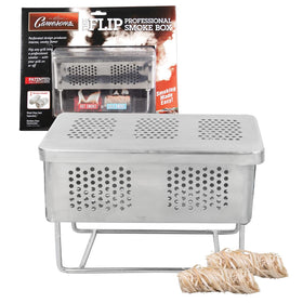 Camerons The Flip Professional Smoker Box on a grill for enhanced smoky flavor.