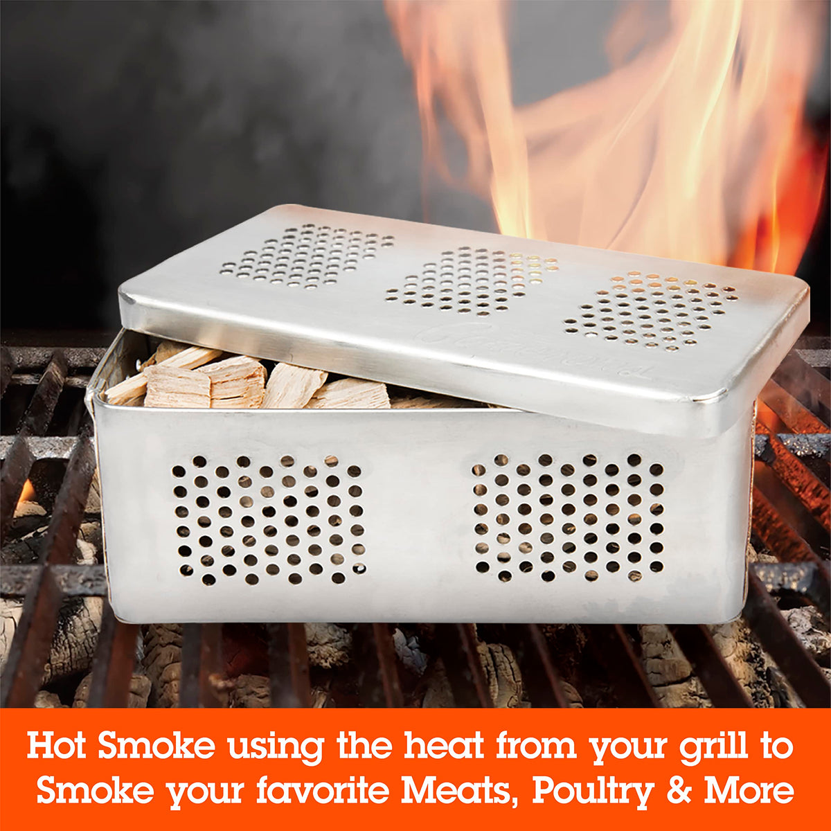 Wood flavor options showcased with Camerons The Flip for diverse grilling profiles.