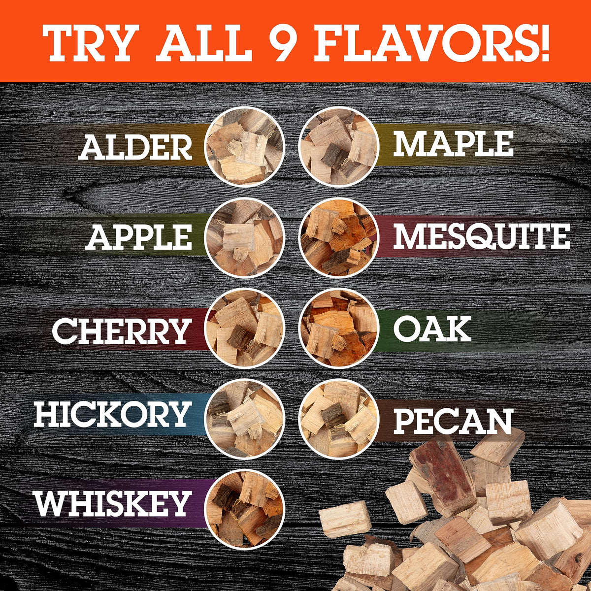 Camerons pecan wood chunks pair well with pork and beef.