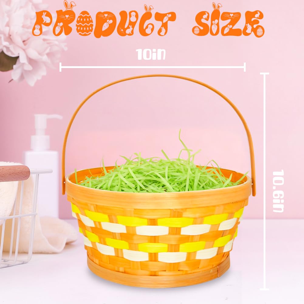 CAMIRUS green round Easter plaid basket top view showing round shape.