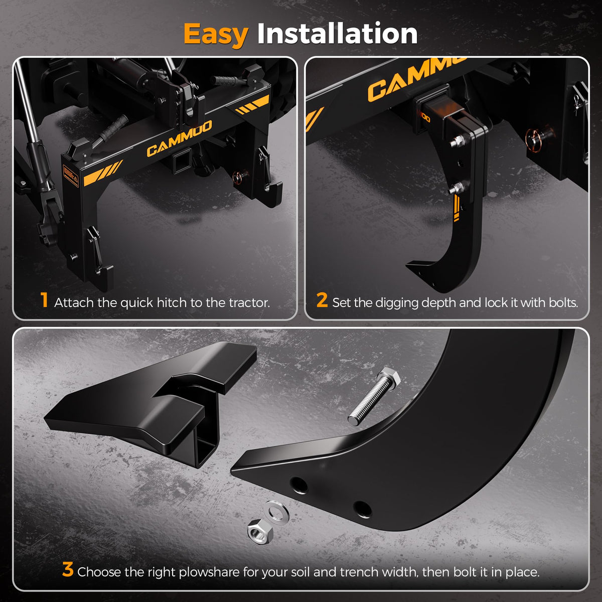 CAMMOO depth range 12.5 to 18.5 inches for flexible trenching