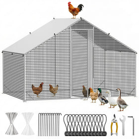 CAMMOO metal chicken coop with run, assembly kit, easy setup for backyard flocks