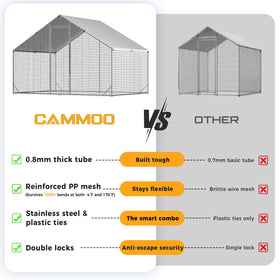 CAMMOO chicken coop with run front view, sturdy frame for outdoor use