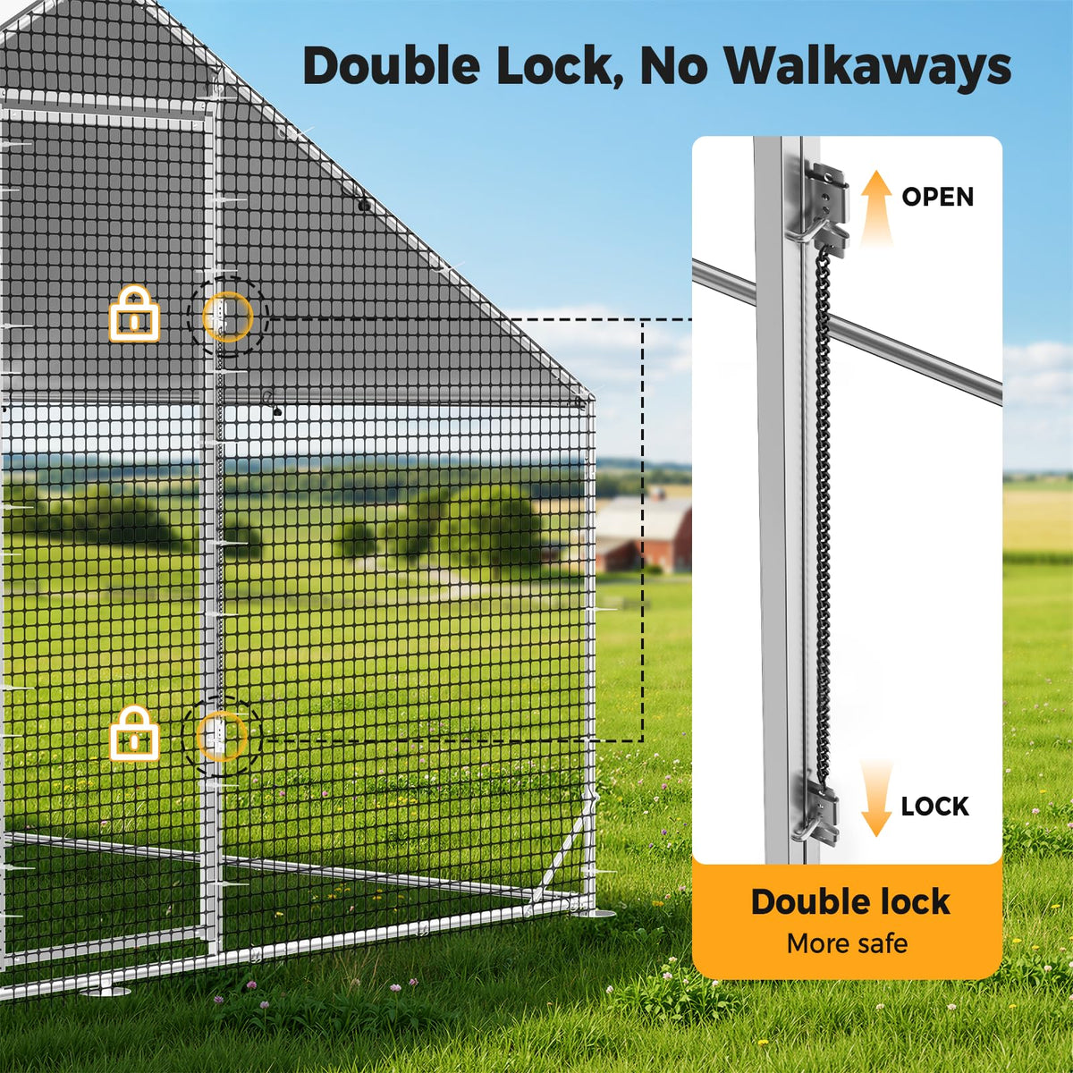 CAMMOO stainless steel ties on chicken coop, durable hardware