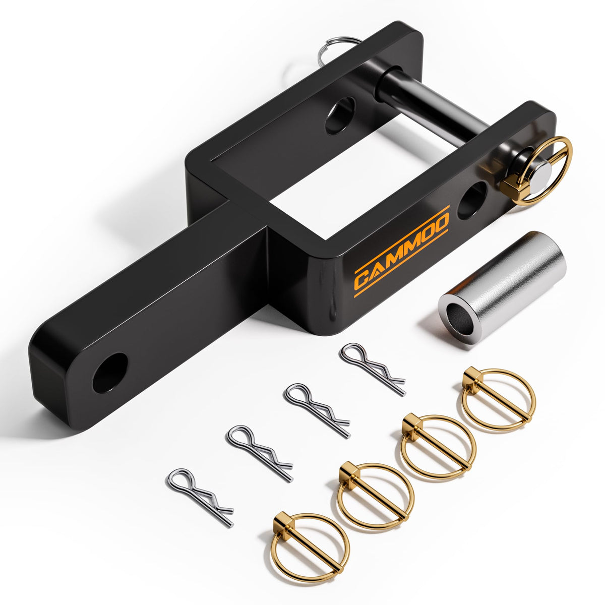 CAMMOO quick hitch adapter front view shows rugged steel and versatile compatibility.