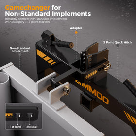 CAMMOO quick hitch adapter top view emphasizes easy alignment.