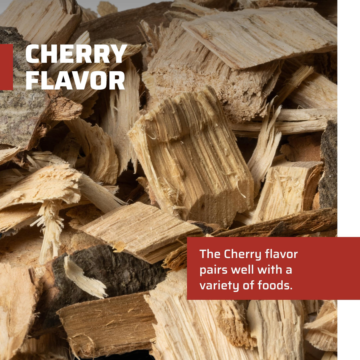 Camp Chef Premium Hardwood Chips cherry texture shows real cherry wood for pure smoke