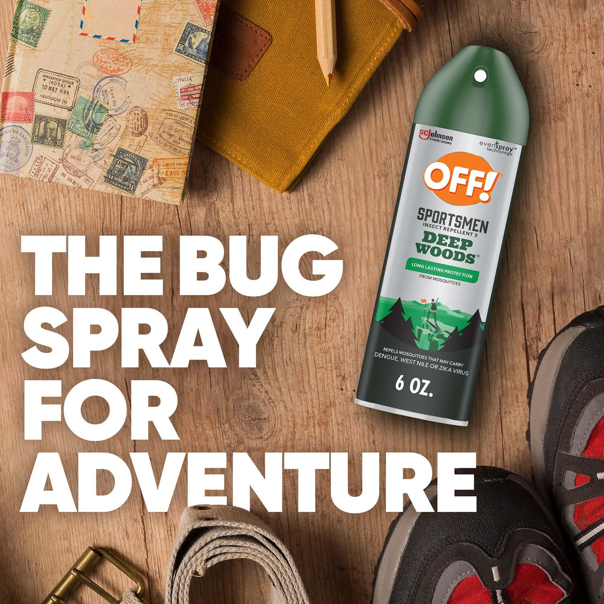Camping scene featuring OFF! Deep Woods Sportsmen Insect Repellent III.