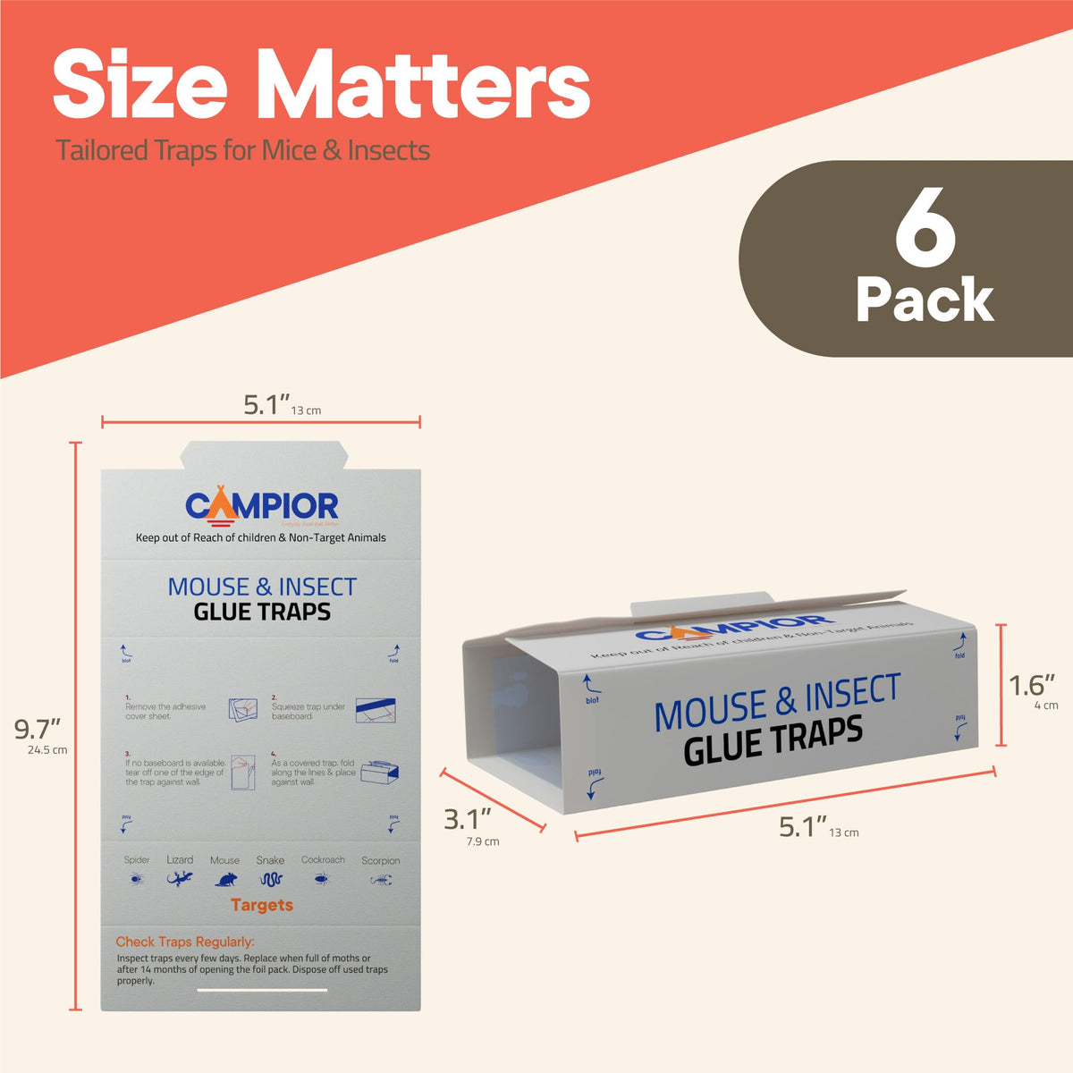 Ultra-adhesive Campior glue trap surface in a home setting for confident pest capture.