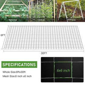 CANAGROW trellis netting installed around poles for a strong space saving vertical setup.