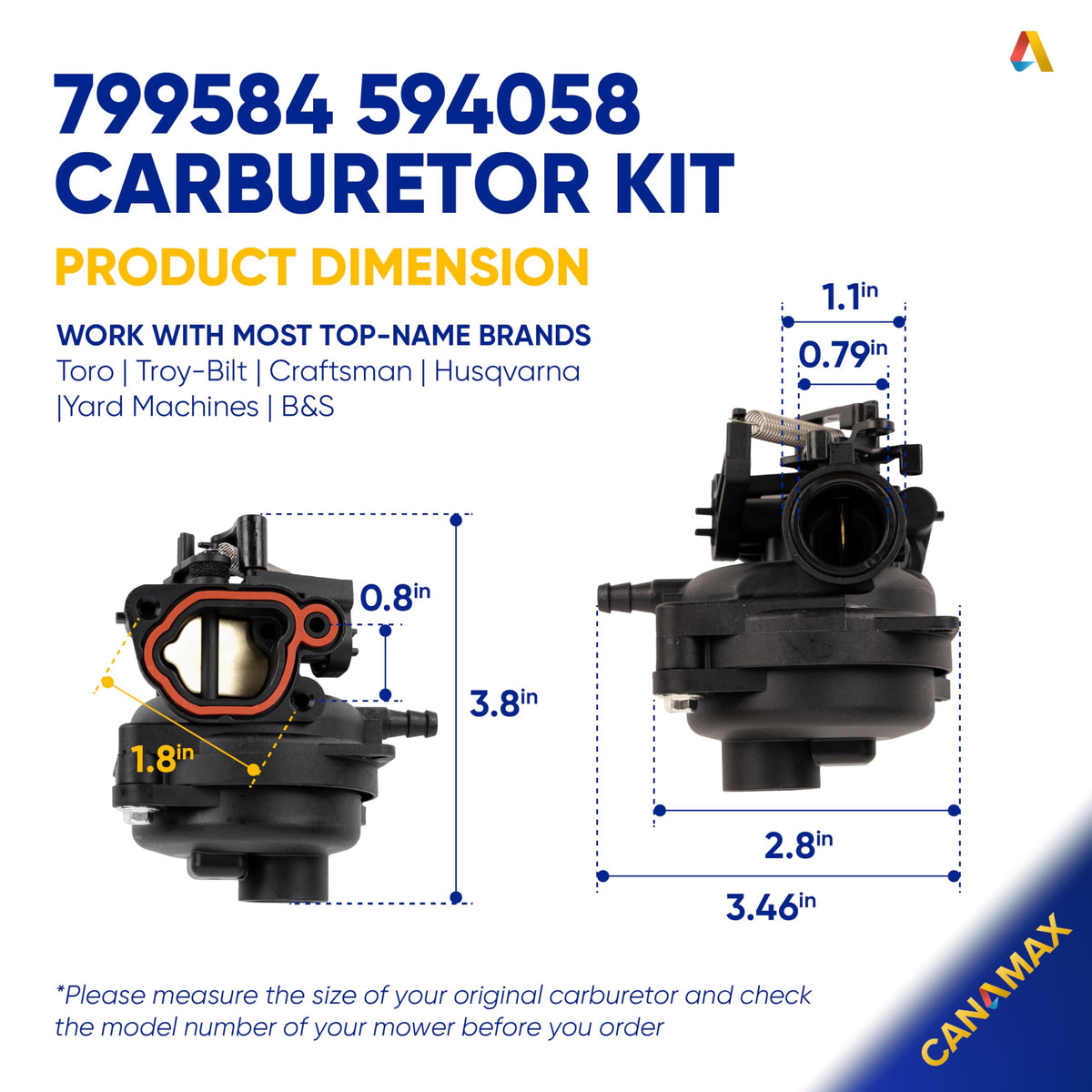 Canamax spark plug F7TC included for reliable ignition