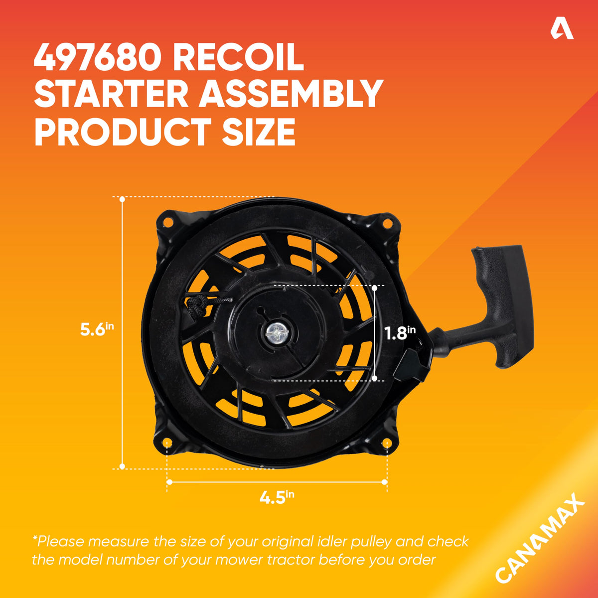 Canamax Recoil Starter Assembly back view shows robust rope and spring design for smooth starts