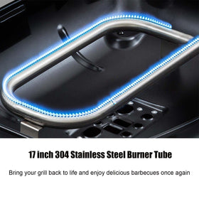 CANDANA 17-inch burner tube for Weber Q1000/Q1200 ensures durable stainless steel performance.