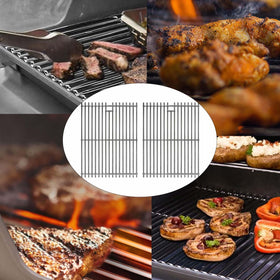 Candana 17-inch stainless steel grates provide rustproof durability.