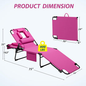 Candockway 5-fold beach lounge backrest pink enables customizable relaxation outdoors.