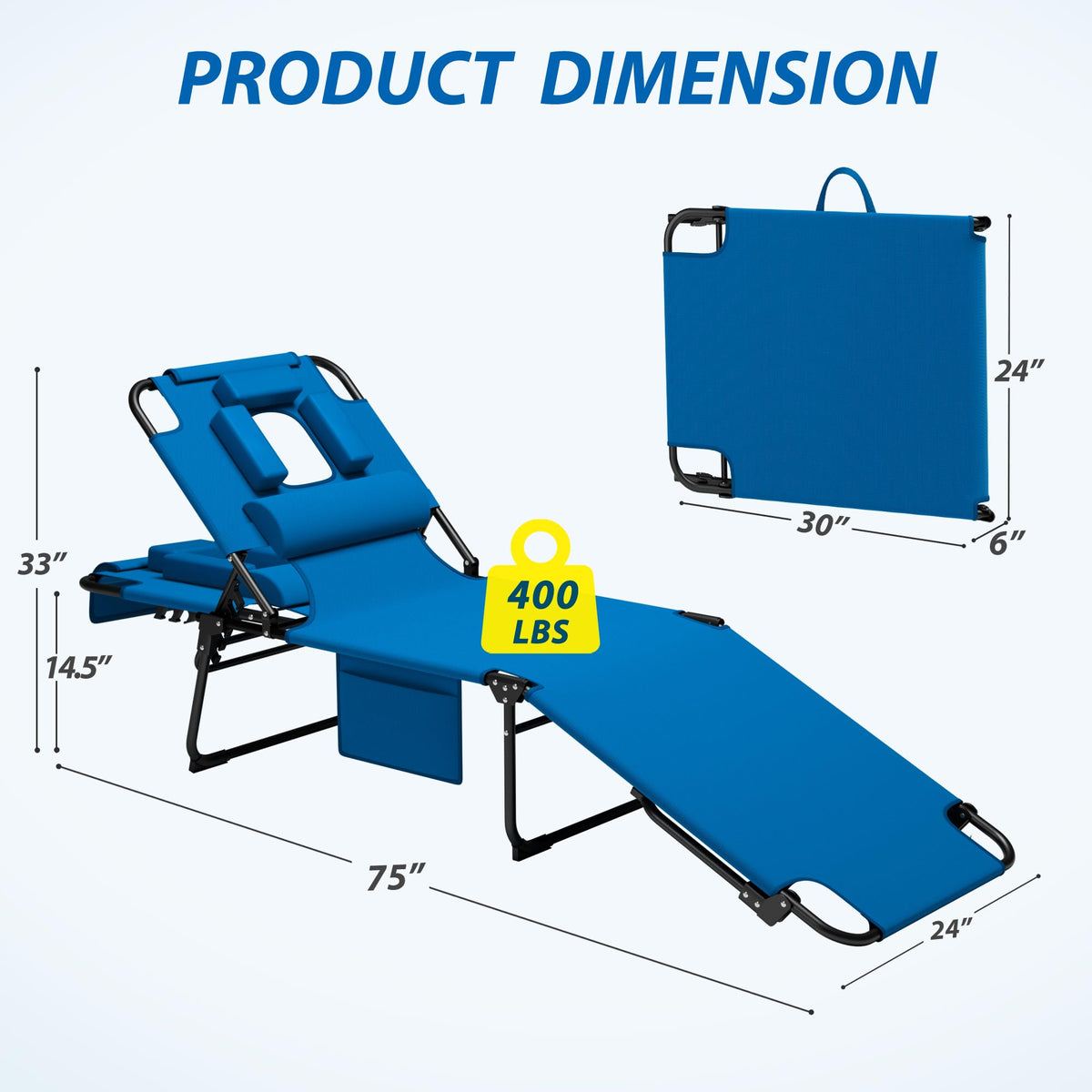 Candockway 5-position backrest enables flexible lounging for reading or napping.