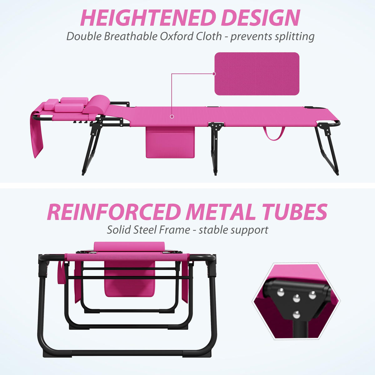 Candockway face hole and removable pillows pink support multiple lounging positions.