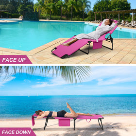 Candockway non-slip foot pads pink stabilize the chair on sand or deck.