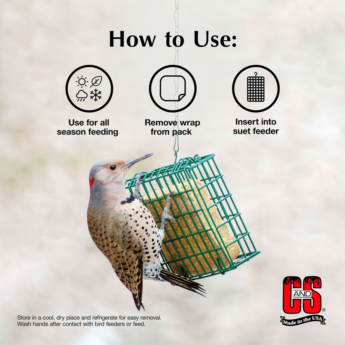Refrigeration-friendly suet dough showing easy removal from tub.