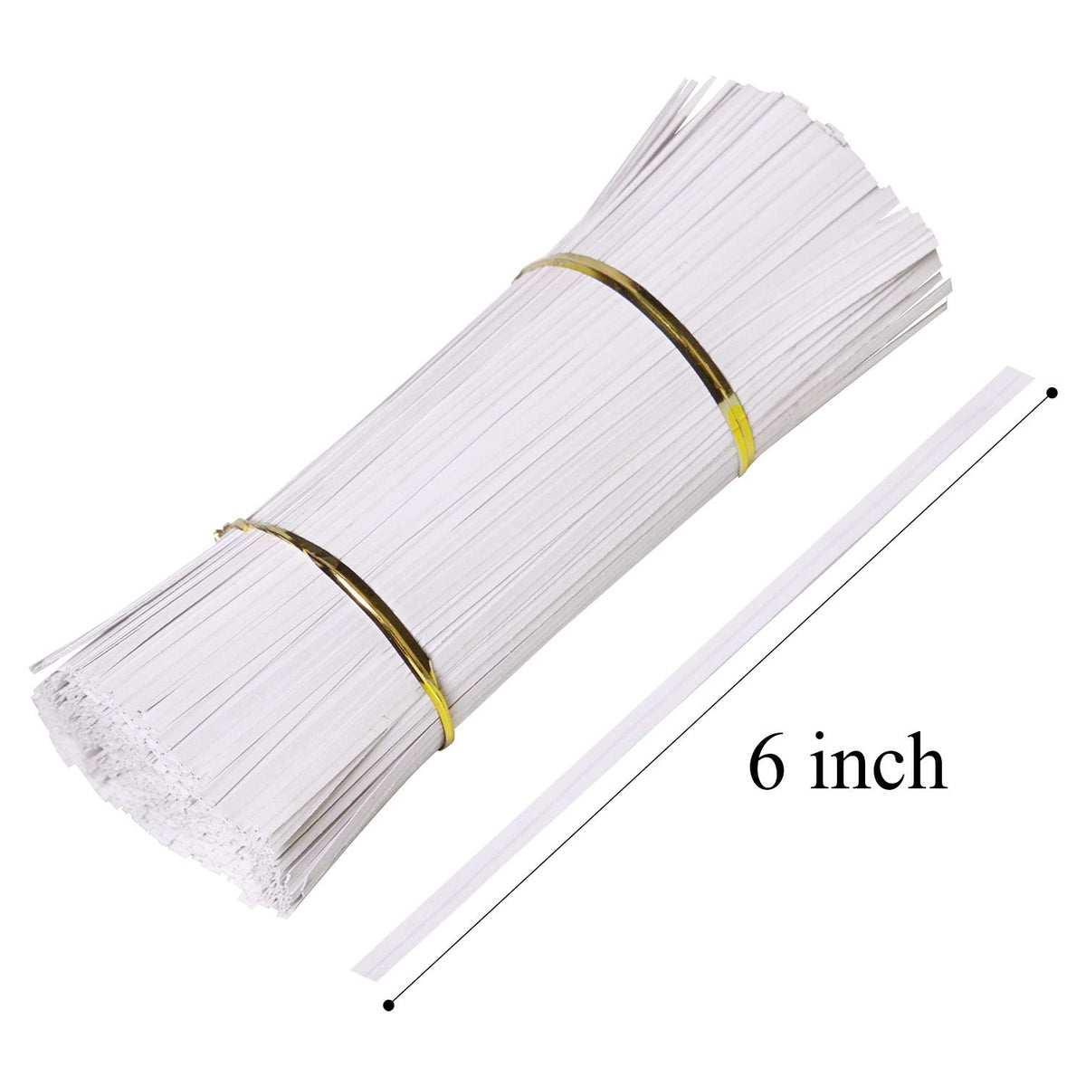 White paper-coated twist ties with a durable wire for reuse.