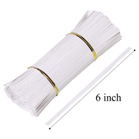 White paper-coated twist ties with a durable wire for reuse.