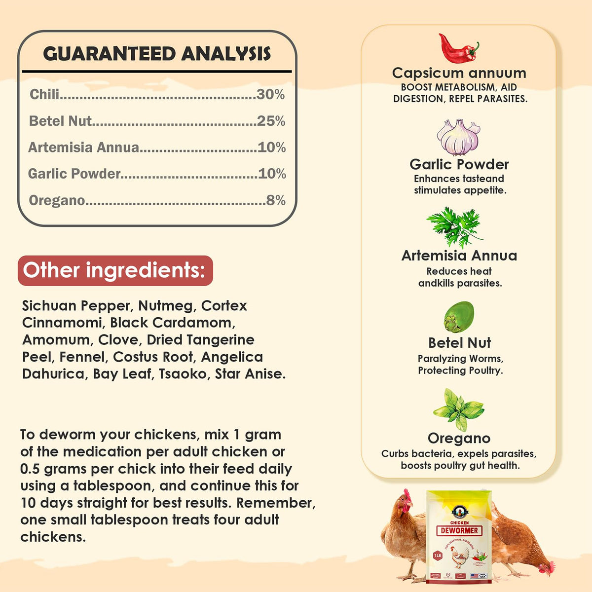 CanineGluca US-made label close-up highlighting quality poultry care.