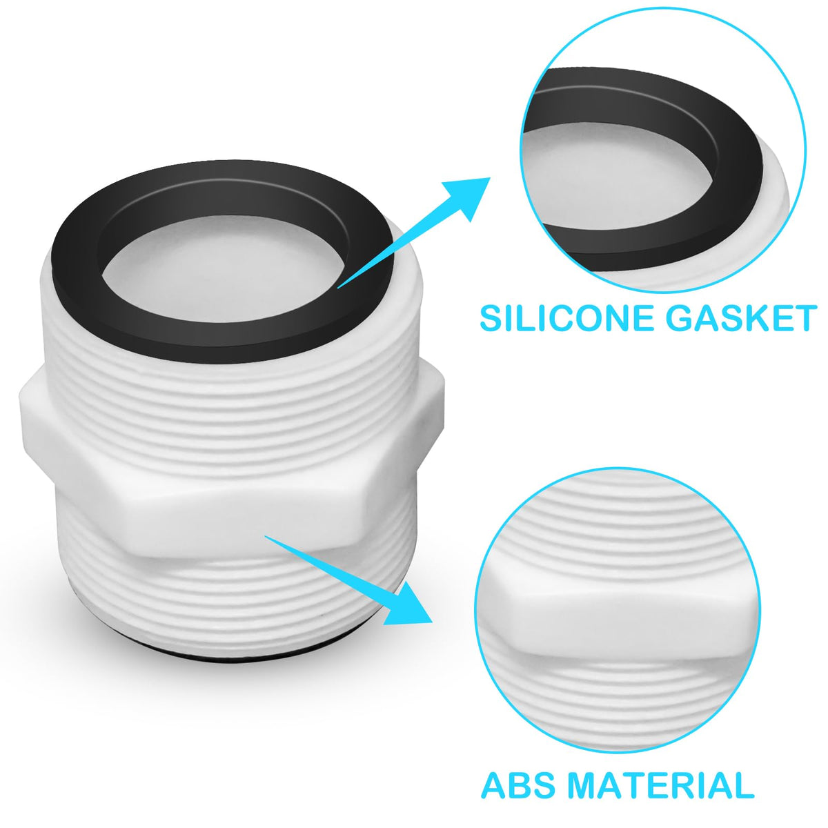 CANIPHA ABS material ensures long-lasting, smooth pool hose connections