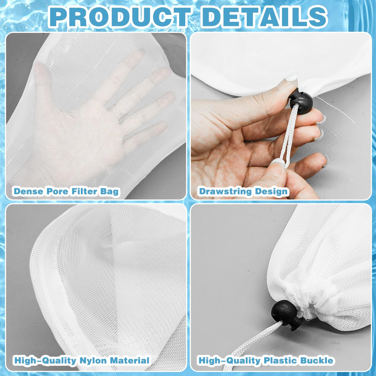 CANIPHA drawstring lock bag secures to pool cleaners