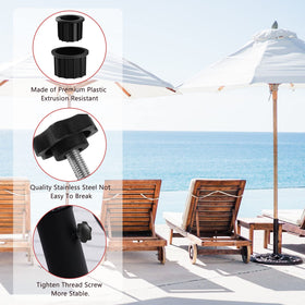 CANIPHA outdoor umbrella base parts set displayed for versatile installation on various poles.