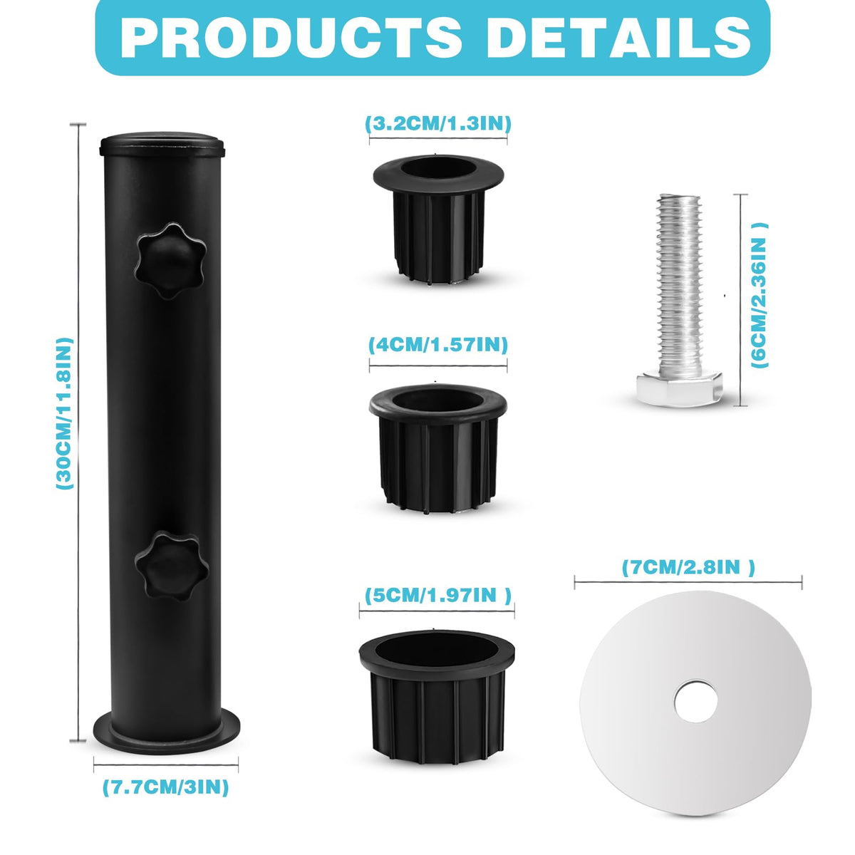 CANIPHA 5 cm sleeve accommodates larger umbrellas for sturdy mounting.