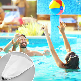 CANIPHA white nylon mesh bag shown for clean pool maintenance