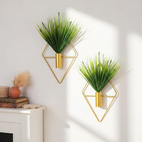 Canlierr gold wall planters with artificial plants for bright, low-maintenance decor