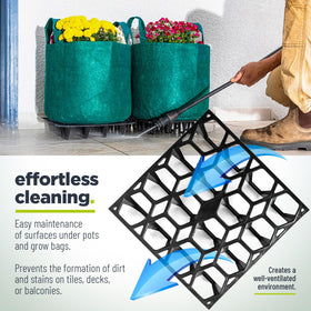 Cannrise Plant Riser elevates pots to keep surfaces clean and dry.