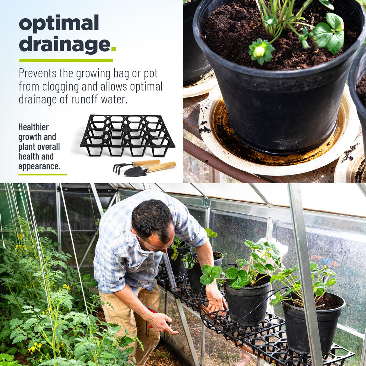 Cannrise Plant Riser heavy-duty polypropylene withstands sun and weather.