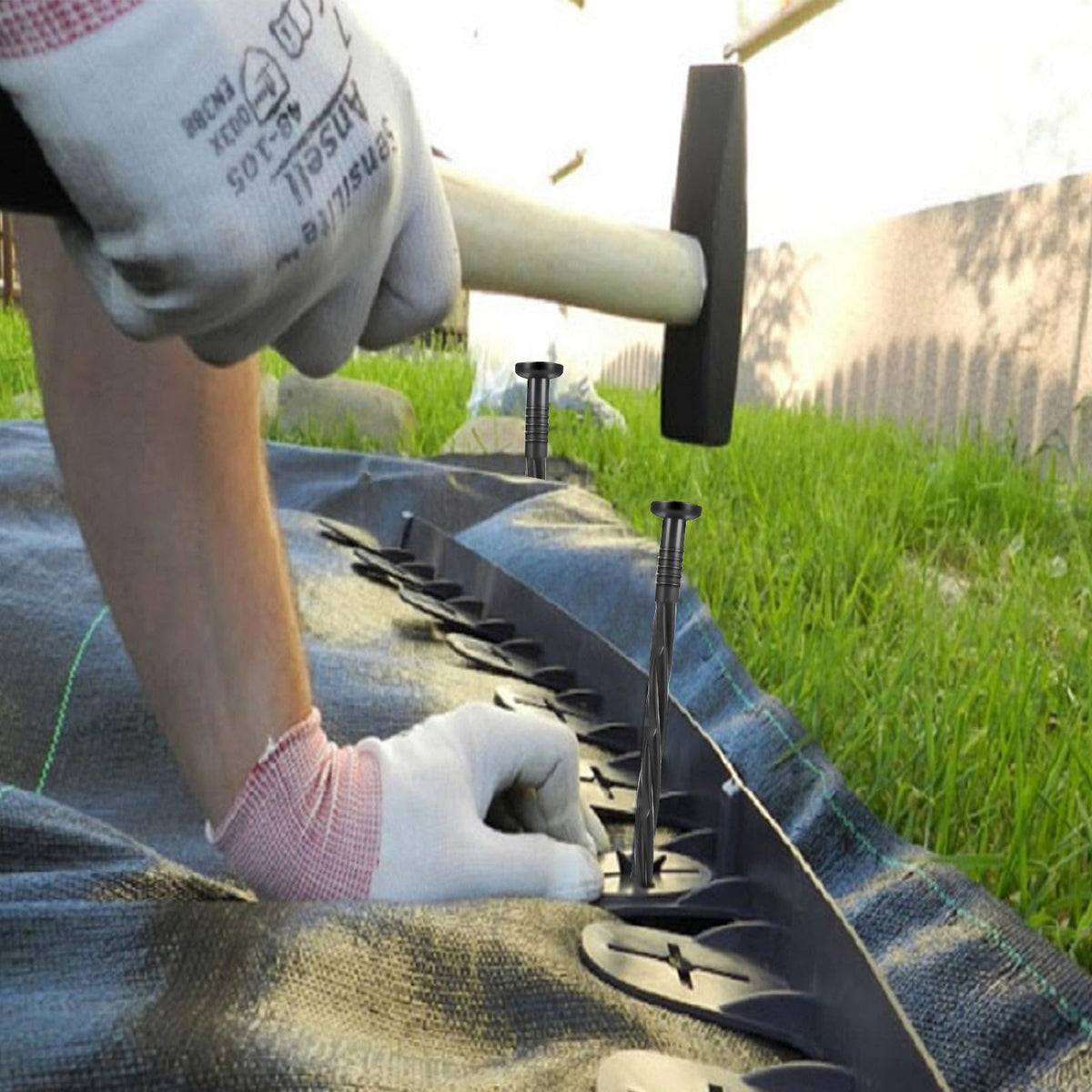 Canopix weed barrier stakes keep fabric in place against wind and rain