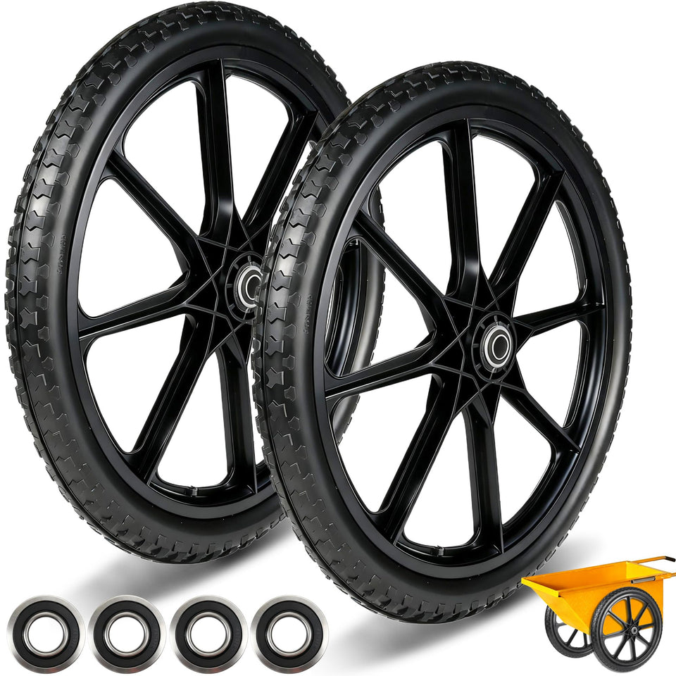 CANWUPON 20 inch flat free wheel and tire pair for reliable yard work