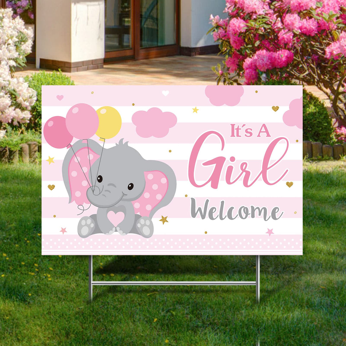 Capoda welcome baby yard sign for outdoor display and photos.