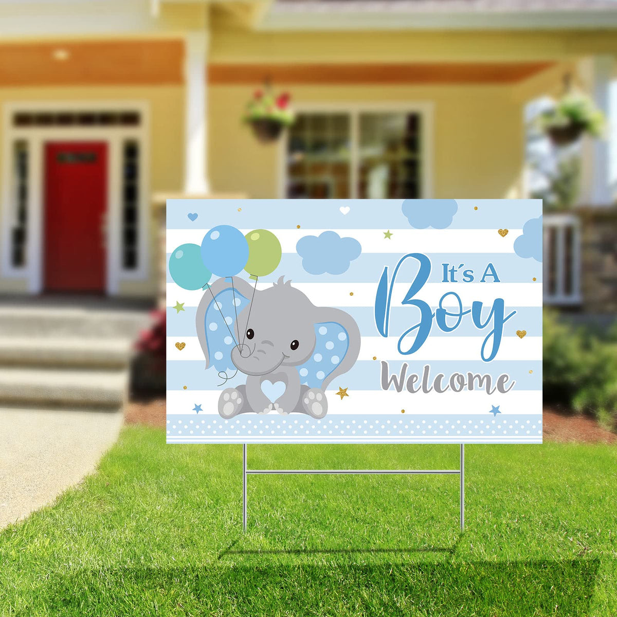Capoda welcome baby yard sign with clouds for front lawn decor.