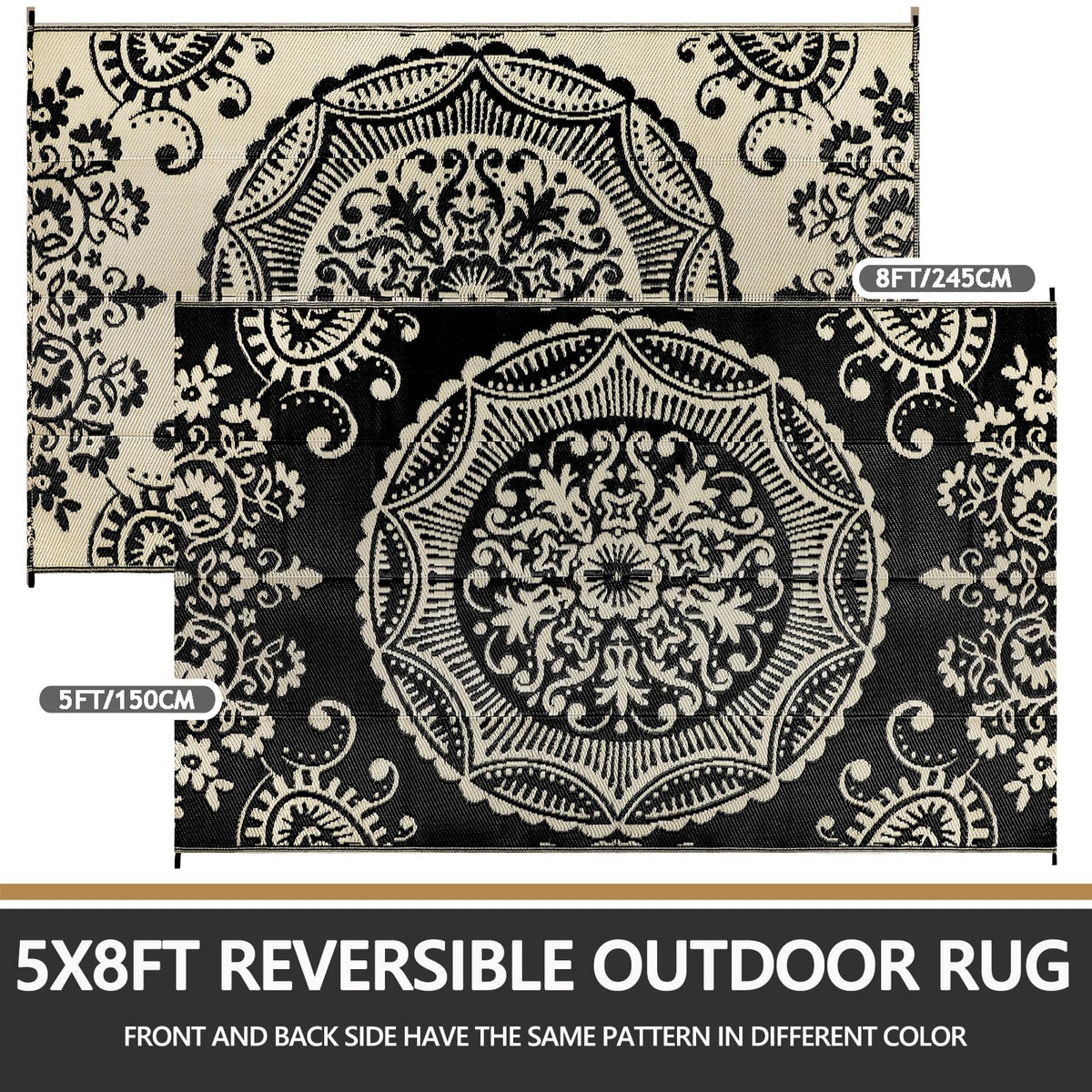 Capslpad camel boho floral rug reversible side for two looks.
