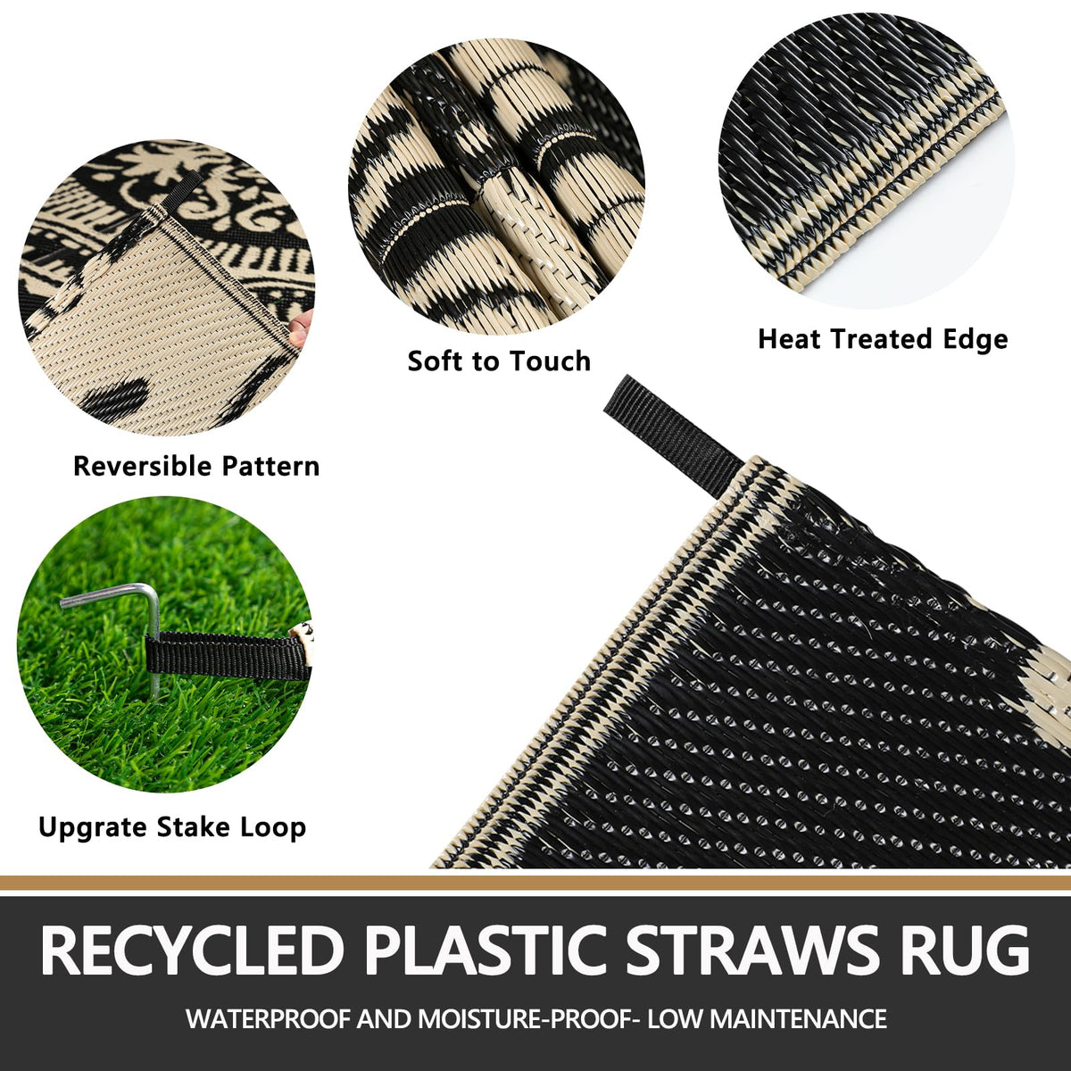 Capslpad portable rug with carry bag, ideal for RV trips and picnics.